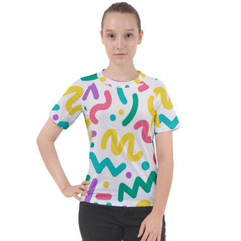 Abstract-pop-art-seamless-pattern-cute-background-memphis-style Women s Sport Raglan Tee by uniart180623