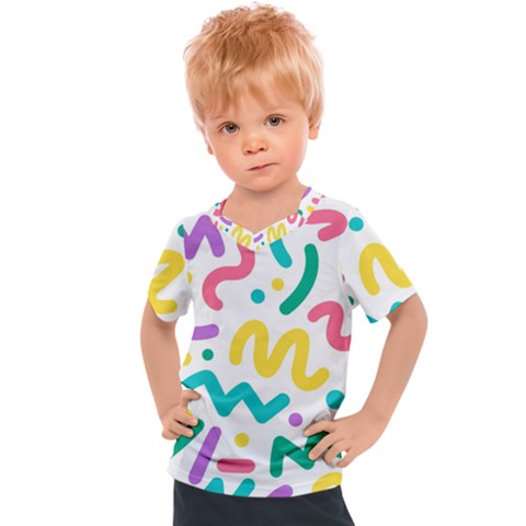 Abstract-pop-art-seamless-pattern-cute-background-memphis-style Kids  Sports Tee by uniart180623