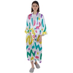 Abstract-pop-art-seamless-pattern-cute-background-memphis-style Maxi Satin Kimono by uniart180623