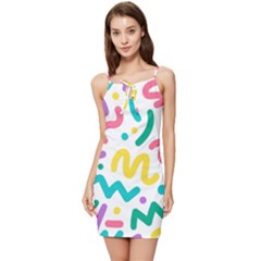 Abstract-pop-art-seamless-pattern-cute-background-memphis-style Summer Tie Front Dress by uniart180623