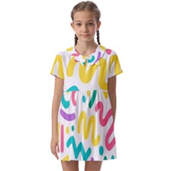 Abstract-pop-art-seamless-pattern-cute-background-memphis-style Kids  Asymmetric Collar Dress by uniart180623