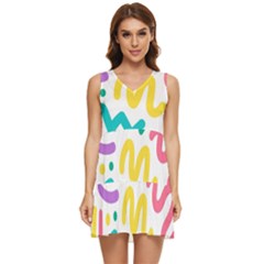 Abstract-pop-art-seamless-pattern-cute-background-memphis-style Tiered Sleeveless Mini Dress by uniart180623