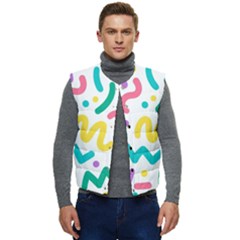 Abstract-pop-art-seamless-pattern-cute-background-memphis-style Men s Short Button Up Puffer Vest	 by uniart180623