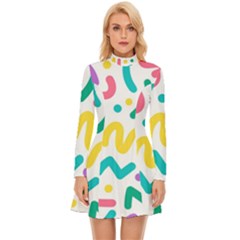 Abstract-pop-art-seamless-pattern-cute-background-memphis-style Long Sleeve Velour Longline Dress by uniart180623