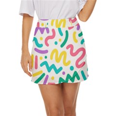 Abstract-pop-art-seamless-pattern-cute-background-memphis-style Mini Front Wrap Skirt by uniart180623