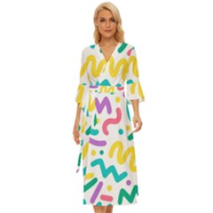 Abstract-pop-art-seamless-pattern-cute-background-memphis-style Midsummer Wrap Dress by uniart180623