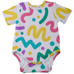 Abstract-pop-art-seamless-pattern-cute-background-memphis-style Baby Short Sleeve Bodysuit by uniart180623