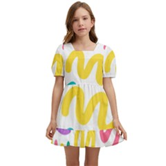 Abstract-pop-art-seamless-pattern-cute-background-memphis-style Kids  Short Sleeve Dolly Dress by uniart180623