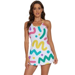 Abstract-pop-art-seamless-pattern-cute-background-memphis-style 2-in-1 Flare Activity Dress by uniart180623