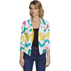 Abstract-pop-art-seamless-pattern-cute-background-memphis-style Women s Casual 3/4 Sleeve Spring Jacket by uniart180623