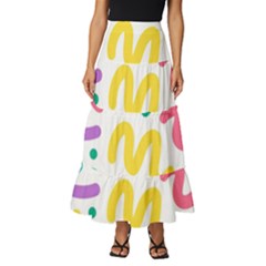 Abstract-pop-art-seamless-pattern-cute-background-memphis-style Tiered Ruffle Maxi Skirt by uniart180623