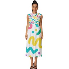 Abstract-pop-art-seamless-pattern-cute-background-memphis-style Sleeveless Round Neck Midi Dress by uniart180623