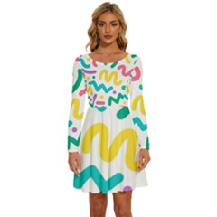 Abstract-pop-art-seamless-pattern-cute-background-memphis-style Long Sleeve Wide Neck Velvet Dress by uniart180623