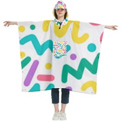 Abstract-pop-art-seamless-pattern-cute-background-memphis-style Women s Hooded Rain Ponchos by uniart180623