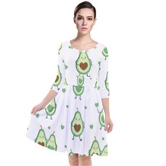 Cute-seamless-pattern-with-avocado-lovers Quarter Sleeve Waist Band Dress by uniart180623