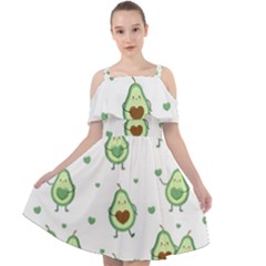 Cute-seamless-pattern-with-avocado-lovers Cut Out Shoulders Chiffon Dress by uniart180623