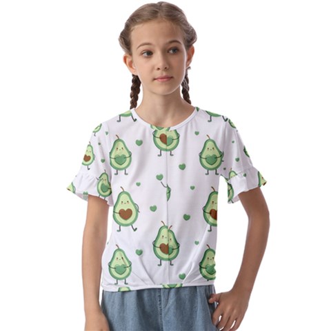 Cute-seamless-pattern-with-avocado-lovers Kids  Cuff Sleeve Scrunch Bottom Tee by uniart180623