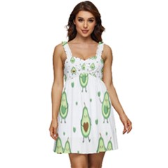 Cute-seamless-pattern-with-avocado-lovers Ruffle Strap Babydoll Chiffon Dress by uniart180623