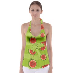 Seamless-background-with-watermelon-slices Babydoll Tankini Top by uniart180623