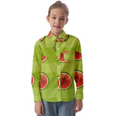 Seamless-background-with-watermelon-slices Kids  Long Sleeve Shirt by uniart180623