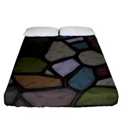 Cartoon-colored-stone-seamless-background-texture-pattern - Fitted Sheet (queen Size) by uniart180623