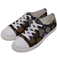 Cartoon-colored-stone-seamless-background-texture-pattern - Women s Low Top Canvas Sneakers by uniart180623