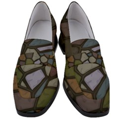 Cartoon-colored-stone-seamless-background-texture-pattern - Women s Chunky Heel Loafers by uniart180623