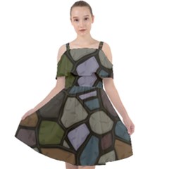 Cartoon-colored-stone-seamless-background-texture-pattern - Cut Out Shoulders Chiffon Dress by uniart180623