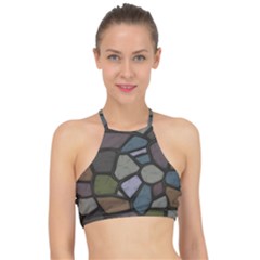 Cartoon-colored-stone-seamless-background-texture-pattern - Halter Bikini Top by uniart180623