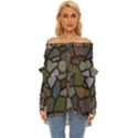 Cartoon-colored-stone-seamless-background-texture-pattern - Off Shoulder Chiffon Pocket Shirt View1