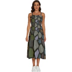 Cartoon-colored-stone-seamless-background-texture-pattern - Sleeveless Shoulder Straps Boho Dress by uniart180623