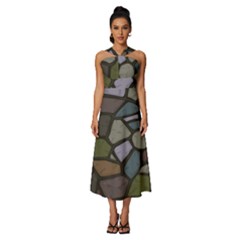 Cartoon-colored-stone-seamless-background-texture-pattern - Sleeveless Cross Front Cocktail Midi Chiffon Dress by uniart180623