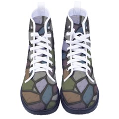 Cartoon-colored-stone-seamless-background-texture-pattern - Men s High-top Canvas Sneakers