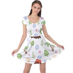 Cute-palm-volcano-seamless-pattern Cap Sleeve Dress by uniart180623