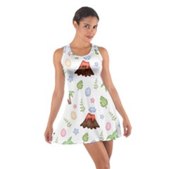 Cute-palm-volcano-seamless-pattern Cotton Racerback Dress by uniart180623