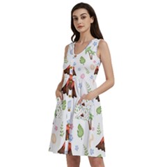 Cute-palm-volcano-seamless-pattern Sleeveless Dress With Pocket by uniart180623