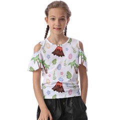 Cute-palm-volcano-seamless-pattern Kids  Butterfly Cutout Tee by uniart180623