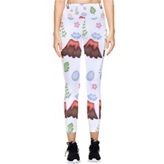 Cute-palm-volcano-seamless-pattern Pocket Leggings  by uniart180623