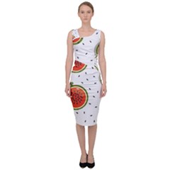 Seamless-background-pattern-with-watermelon-slices Sleeveless Pencil Dress by uniart180623