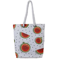 Seamless-background-pattern-with-watermelon-slices Full Print Rope Handle Tote (small)