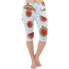 Seamless-background-pattern-with-watermelon-slices Lightweight Velour Cropped Yoga Leggings by uniart180623