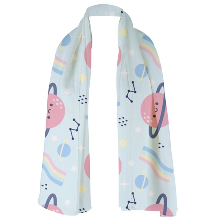 Cute-planet-space-seamless-pattern-background Lightweight Scarf 