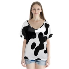 Cow Pattern V-neck Flutter Sleeve Top by uniart180623