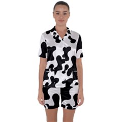 Cow Pattern Satin Short Sleeve Pajamas Set by uniart180623