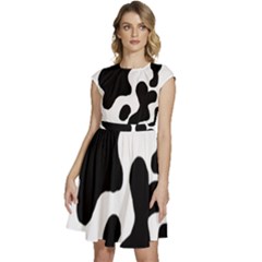 Cow Pattern Cap Sleeve High Waist Dress by uniart180623