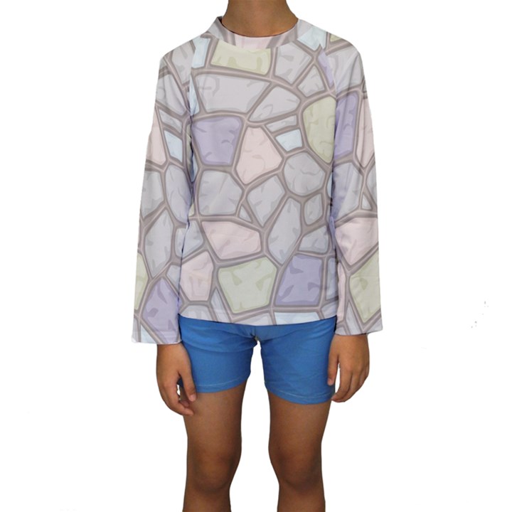 Cartoon-colored-stone-seamless-background-texture-pattern Kids  Long Sleeve Swimwear