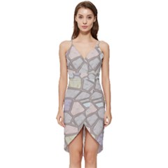 Cartoon-colored-stone-seamless-background-texture-pattern Wrap Frill Dress by uniart180623