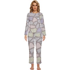 Cartoon-colored-stone-seamless-background-texture-pattern Womens  Long Sleeve Lightweight Pajamas Set by uniart180623