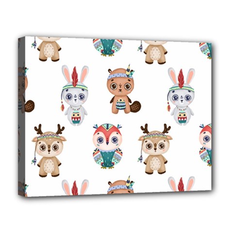 Cute-cartoon-boho-animals-seamless-pattern Canvas 14  X 11  (stretched)