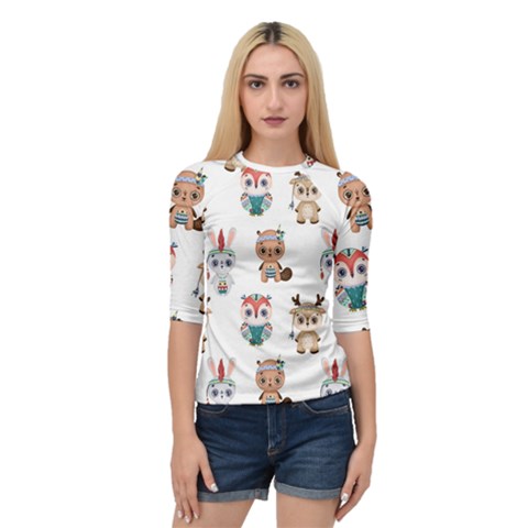 Cute-cartoon-boho-animals-seamless-pattern Quarter Sleeve Raglan Tee by uniart180623